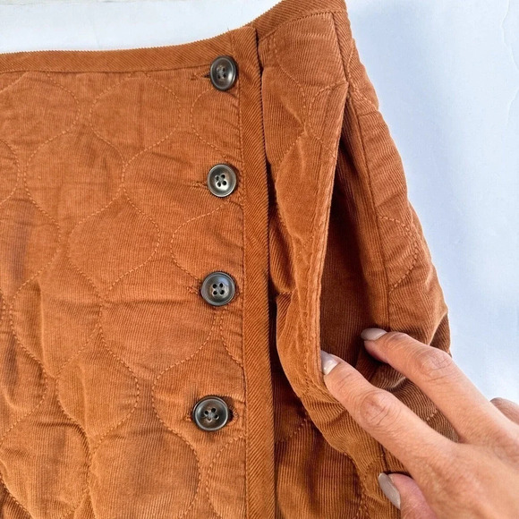 Madewell New Corduroy Quilted Brown Pockets Mini A-line Skirt Fall Women's 4 - Picture 5 of 12